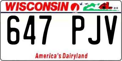 WI license plate 647PJV