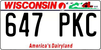 WI license plate 647PKC