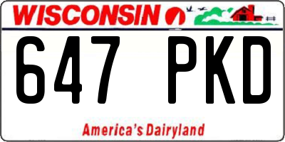 WI license plate 647PKD