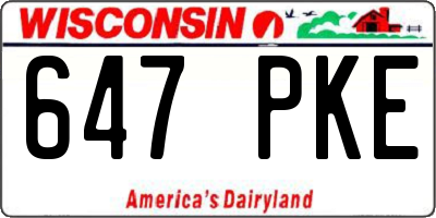 WI license plate 647PKE