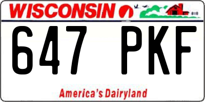 WI license plate 647PKF