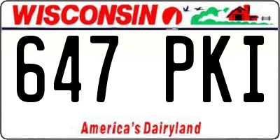 WI license plate 647PKI