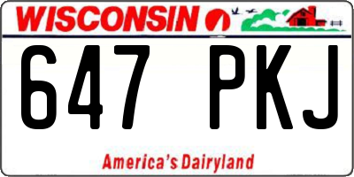 WI license plate 647PKJ