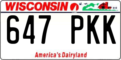 WI license plate 647PKK