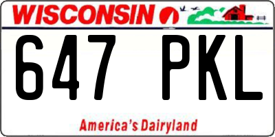 WI license plate 647PKL