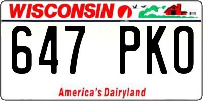 WI license plate 647PKO