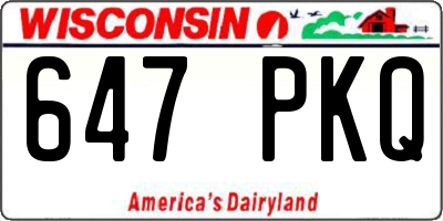 WI license plate 647PKQ