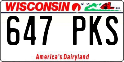 WI license plate 647PKS