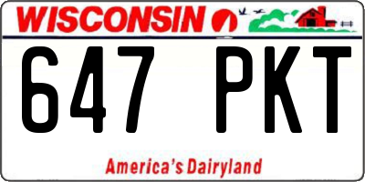 WI license plate 647PKT
