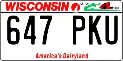 WI license plate 647PKU