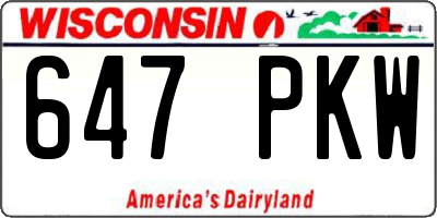WI license plate 647PKW