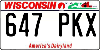 WI license plate 647PKX