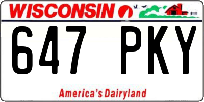 WI license plate 647PKY