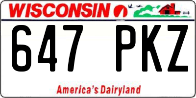 WI license plate 647PKZ
