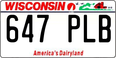 WI license plate 647PLB