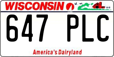 WI license plate 647PLC