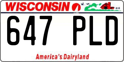 WI license plate 647PLD