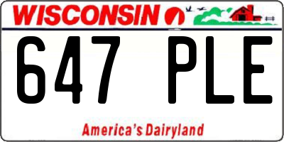 WI license plate 647PLE