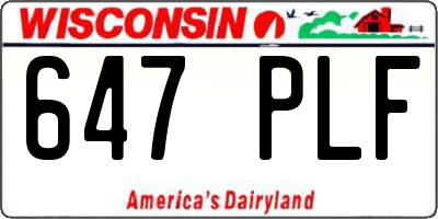 WI license plate 647PLF
