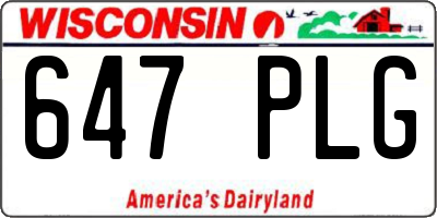 WI license plate 647PLG