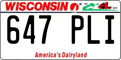 WI license plate 647PLI