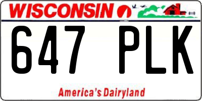 WI license plate 647PLK