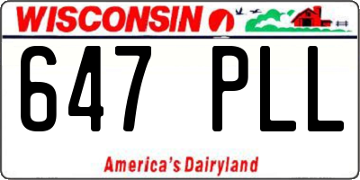 WI license plate 647PLL
