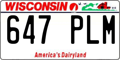 WI license plate 647PLM
