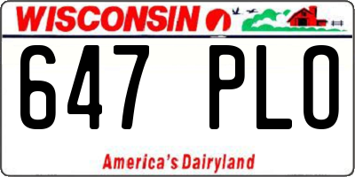 WI license plate 647PLO
