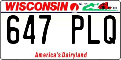 WI license plate 647PLQ