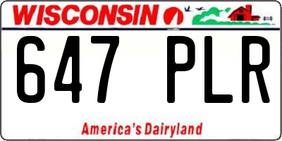 WI license plate 647PLR