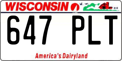WI license plate 647PLT