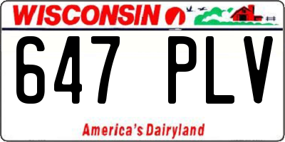 WI license plate 647PLV