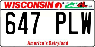 WI license plate 647PLW