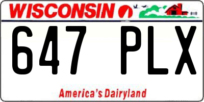 WI license plate 647PLX