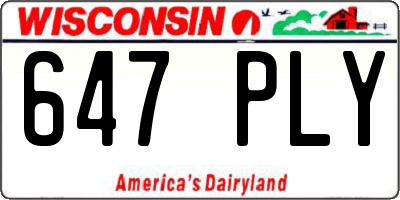 WI license plate 647PLY
