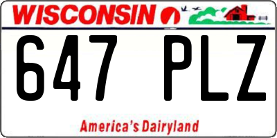 WI license plate 647PLZ