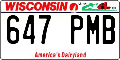 WI license plate 647PMB