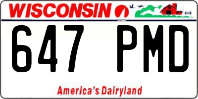 WI license plate 647PMD