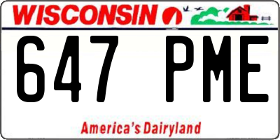 WI license plate 647PME