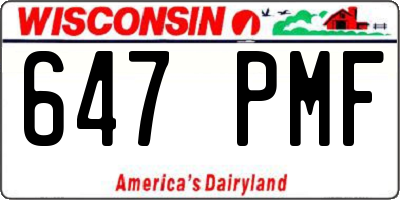 WI license plate 647PMF