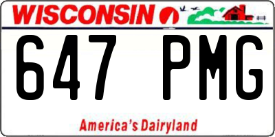 WI license plate 647PMG