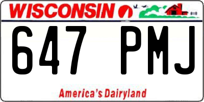 WI license plate 647PMJ