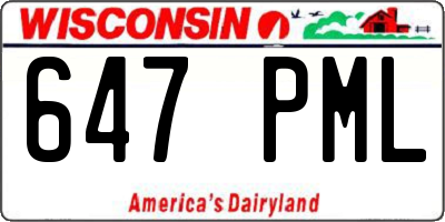 WI license plate 647PML