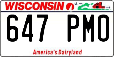 WI license plate 647PMO