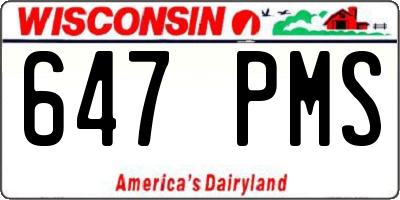 WI license plate 647PMS