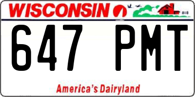 WI license plate 647PMT