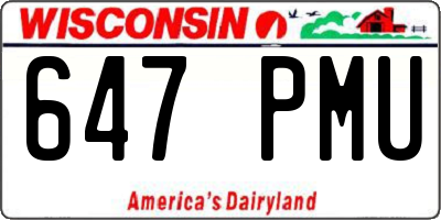 WI license plate 647PMU