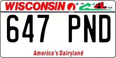 WI license plate 647PND