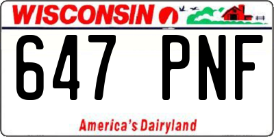 WI license plate 647PNF
